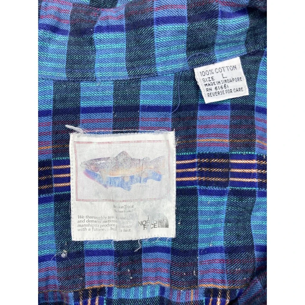 Vintage The North Face Shirt Mens L Collared Button Up Long Sleeve Brown Trout
